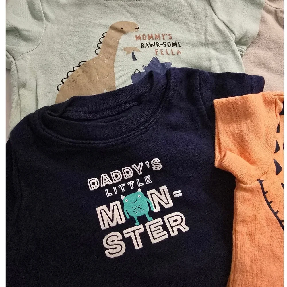 Carters Baby Boys 6M Dinosaur Monster Graphic Bodysuit Bundle 5 Pack Multi